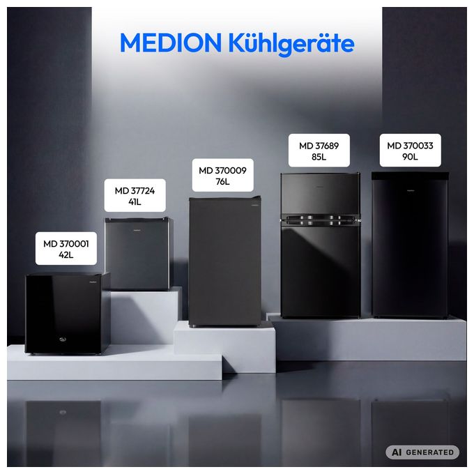 90 l / 90 l Tischkühlschrank EEK: E 85 kWh Jahr  MD370033 (Schwarz) 