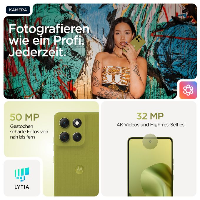 256 GB 5G Smartphone 16,9 cm (6.67 Zoll) Android 50 MP Dual Kamera Dual Sim WiFi 6 (Golden Cypress) Moto G86 