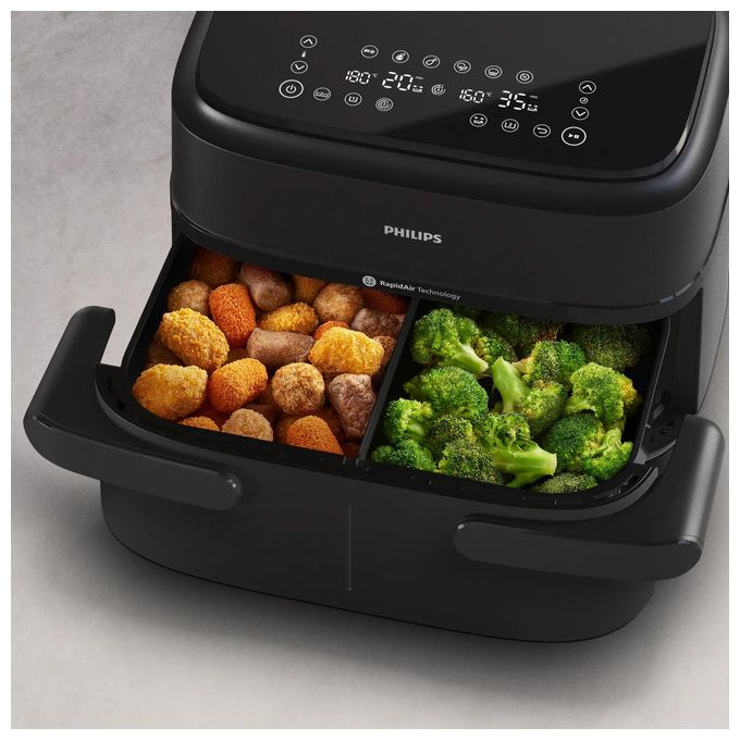 Doppel Heißluftfritteuse 7 l 2450 W  Series 1000 NA150/00 (Schwarz) 