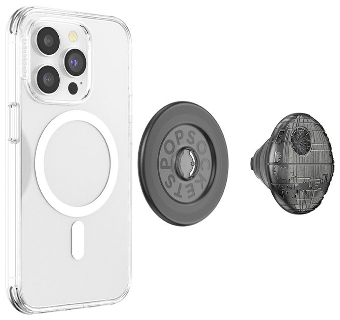 Fingerring für Apple iPhone 12+  PopGrip MagSafe Enamel Death Star (Schwarz) 