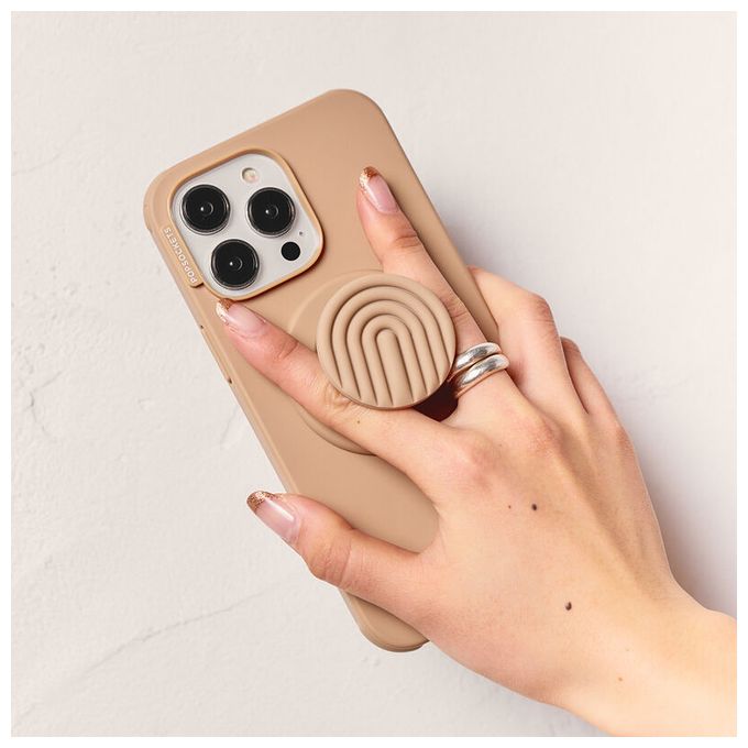 Fingerring für Apple iPhone 12+  PopGrip MagSafe Latte Curves (Beige) 