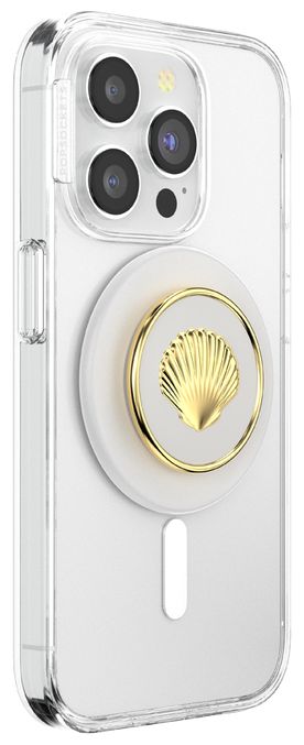 Fingerring für Apple iPhone 12+  PopGrip MagSafe Venus White Enamel (Gold, Weiß) 