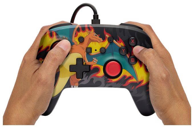 Analog / Digital Gamepad für Nintendo Switch, Nintendo Switch OLED  Enhanced Wired Controller Pokémon: Glurak Feuersturm (Mehrfarbig) 
