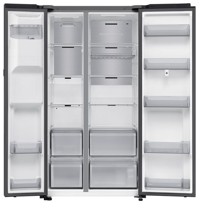 Side-by-Side Kühl-/ Gefrierkombination 389 l / 225 l 352 kWh NoFrost 1780 mm x 912 mm  RS90F66BEFEF (Schwarz) 