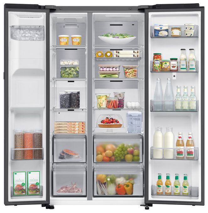 Side-by-Side Kühl-/ Gefrierkombination 389 l / 225 l 352 kWh NoFrost 1780 mm x 912 mm  RS90F67BEF (Schwarz) 