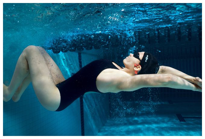 Knochenschall Bluetooth Kopfhörer kabellos 9 h Laufzeit IP68  OpenSwim Pro (Grau) 