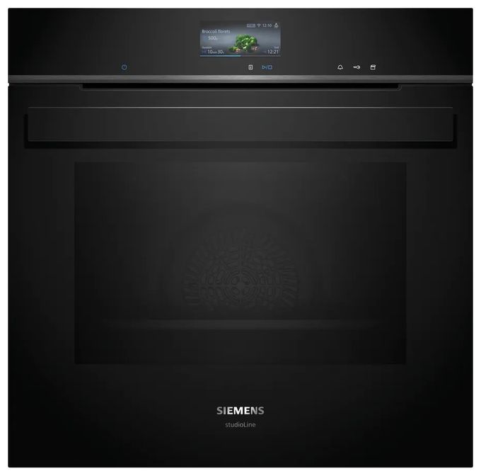 Einbaubackofen groß Dampfgaren AutoClean (Edelstahl, Schwarz) iQ700 HR976GMB1 