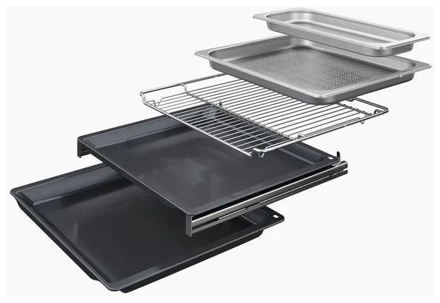Einbaubackofen groß Dampfgaren AutoClean (Edelstahl, Schwarz) iQ700 HS938GEB1 