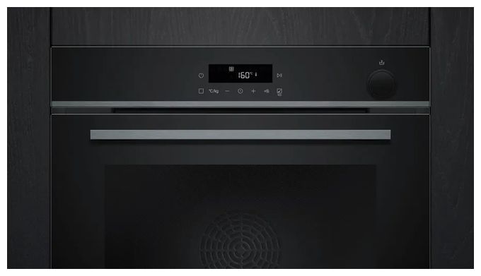 Einbaubackofen groß Dampfgaren AutoClean (Edelstahl, Schwarz) iQ300 HR472G0B3 