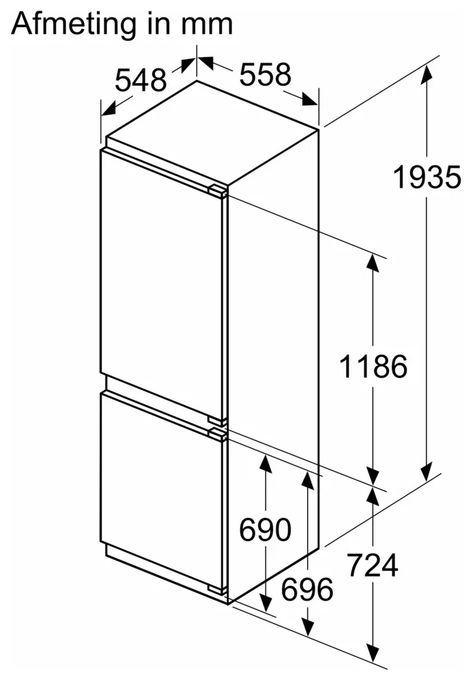 215 l / 75 l 194 cm Einbau Kühl-/Gefrierkombination 147 kWh NoFrost iQ500 KI96NADC0 