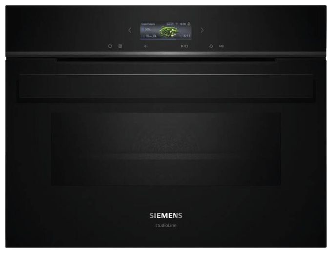 Einbaubackofen kompakt AutoClean Mikrowelle (Schwarz/Edelstahl) iQ700 CM924G1B1 
