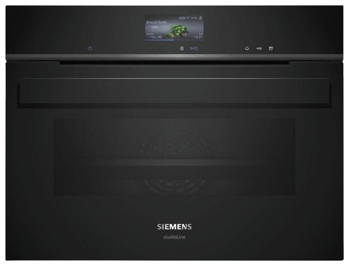 Einbaubackofen kompakt Dampfgaren AutoClean (Schwarz/Edelstahl) iQ700 CS936GCB1 