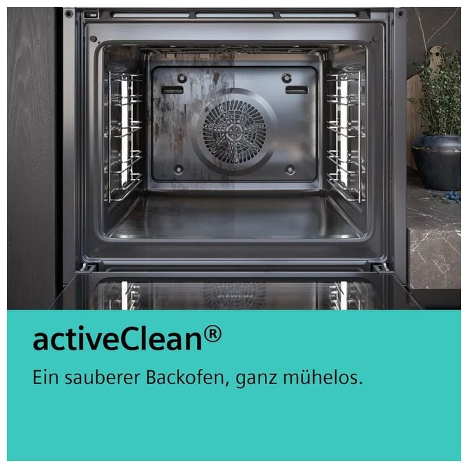 Herdset groß AutoClean activeClean mit 60 cm Glaskeramik Kochfeld PQ521KB11 (HE578BBS3 + EA64RGNA1E) 
