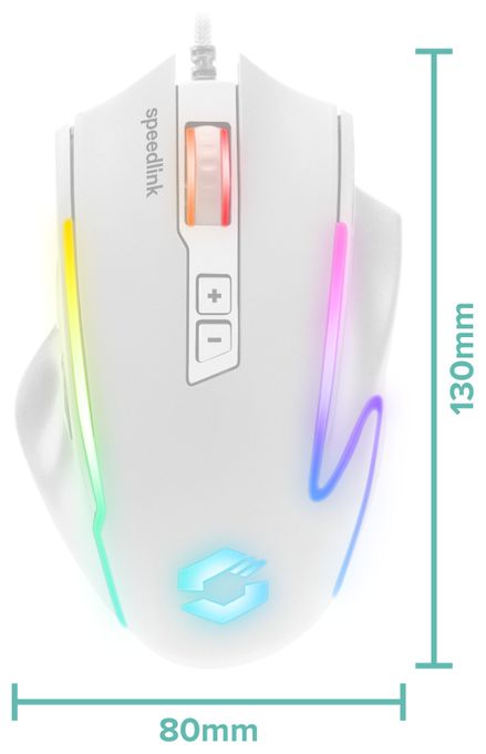 12800 DPI Gaming Maus Optisch  Decus NX RGB (Weiß) 
