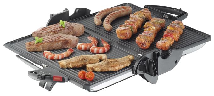 2000 W mit 370 x 230 mm Fläche  PG4.3 Kontaktgrill (Schwarz/Chrom) 