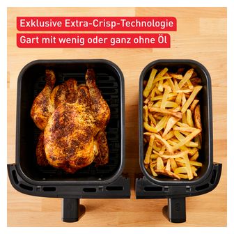 Doppel Heißluftfritteuse 8,3 l 2700 W  EY901N Dual Easy Fry Essential (Schwarz) 