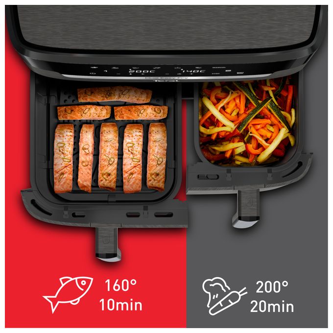 Doppel Heißluftfritteuse 11 l 2020 W  EY942HE0 Easy Fry Dual XXL (Grau) 