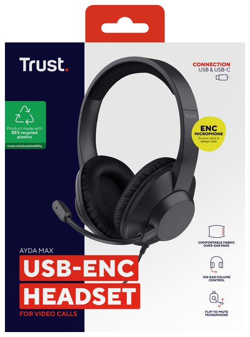 Over Ear Kopfhörer Kabelgebunden USB Type-C / USB Type-A  Ayda Max (Schwarz) 