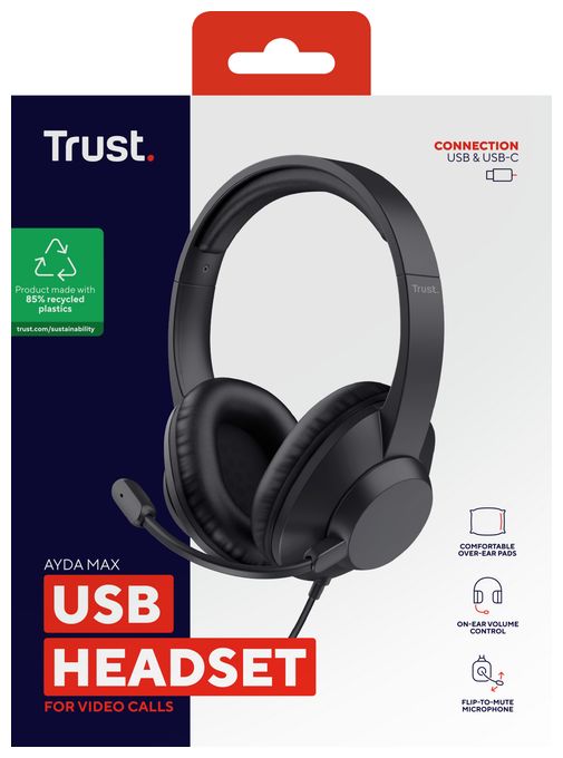 Over Ear Kopfhörer Kabelgebunden USB Type-C / USB Type-A  Ayda Max USB (Schwarz) 