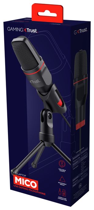 Kabelgebunden PC-Mikrofon USB / 3,5 mm  GXT212 (Schwarz, Rot) 