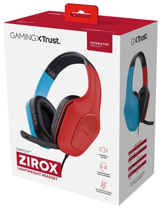 Over Ear Kopfhörer Kabelgebunden  GXT416 Zirox (Schwarz, Cyan, Rot) 