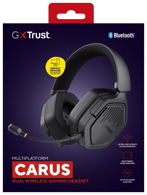 Over Ear Bluetooth Kopfhörer kabelgebunden&kabellos 20 h Laufzeit USB Type-C / USB Type-A  GXT493 Carus (Schwarz) 