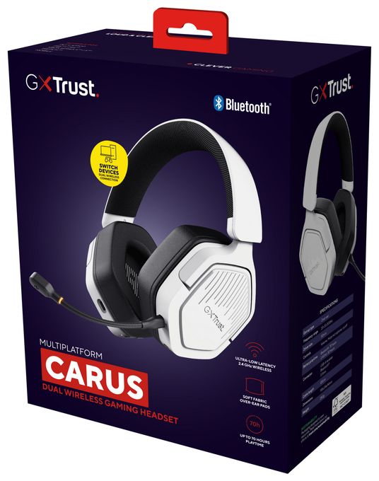 Over Ear Bluetooth Kopfhörer kabelgebunden&kabellos 20 h Laufzeit USB Type-C / USB Type-A  GXT493W Carus (Weiß) 