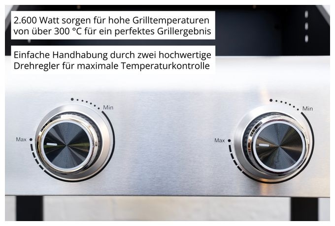 2600 W  58595 Barbecue Grill-Wagen Buddy (Schwarz, Edelstahl) 