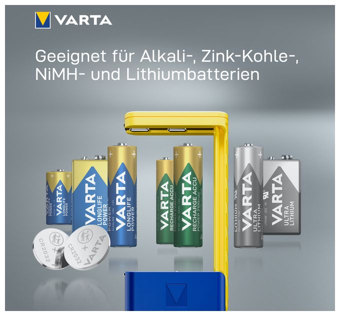 Batterietester LCD Digital für Batterien, Akkus und Knopfzellen, Testgerät für alle wichtigen Batteriegrößen (AA, AAA, C, D, 9V) inkl. 2x V13GA (LR44) 