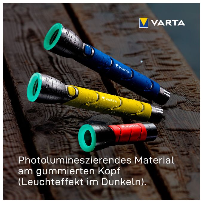 Taschenlampe LED inkl. 2x AA Batterien, Outdoor Sports F20, Leuchte, Lampe mit zwei Leuchtmodi, Taschenleuchte mit gummiertem Griff, sehr robust, gelb 