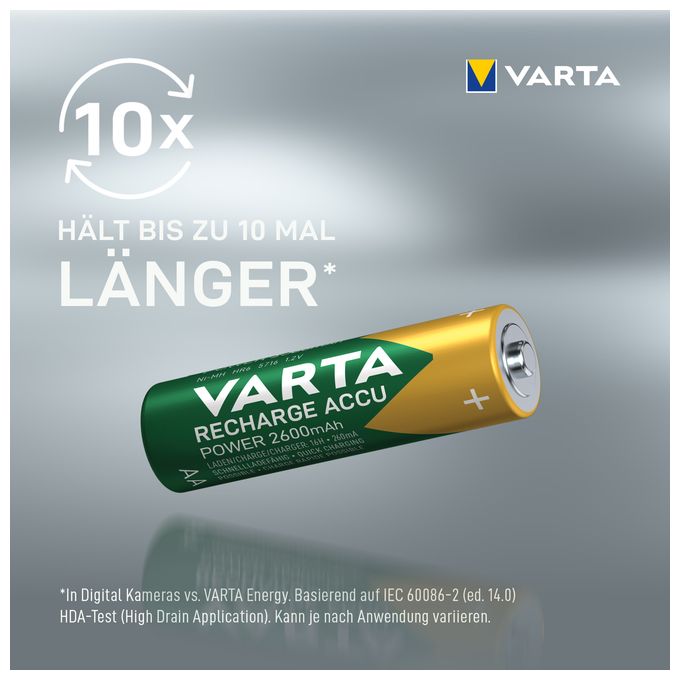 Recharge Accu Power AA 2600 mAh 4er-Pack (vorgeladener NiMH-Akku, Micro, wiederaufladbarer Akku, gebrauchsfertig) 