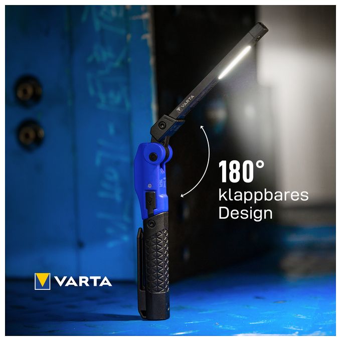 Taschenlampe, Werkstattlampe wiederaufladbar, Work Flex Multifunction Light F20R Arbeitsleuchte inkl. UBS Typ C Kabel, 180° faltbares Design, Magnet & Clip, spritzwasser- und staubgeschützt 