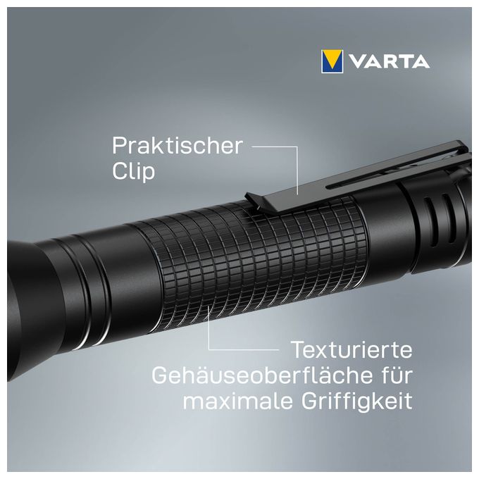 Taschenlampe LED inkl. 2x AA Batterien, Aluminium Light F20 Pro Leuchte, Lampe mit drei Leuchtmodi, Taschenleuchte mit Aluminiumgehäuse, texturiertem Griff, stoßfest 