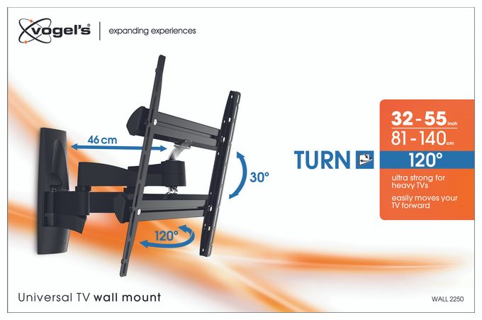 Wand Halterung 120° bis 139,7 cm (55") 35 kg 0 - 15° Wall 2250 