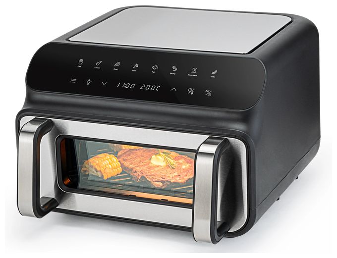 Doppel Heißluftfritteuse 10 l 2000 W  AFG-10 Dualfry Grill (Schwarz) 