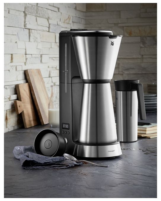 5 Tassen Filterkaffeemaschine 0,6 l  KÜCHENminis Aroma Thermo to go (Schwarz, Chrom) 