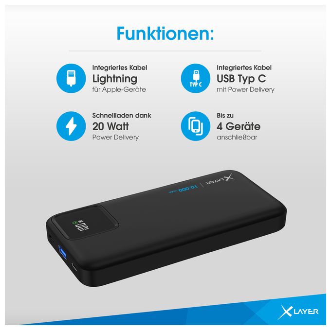 10000 mAh Powerbank Mikro-USB  220139 (Schwarz) 