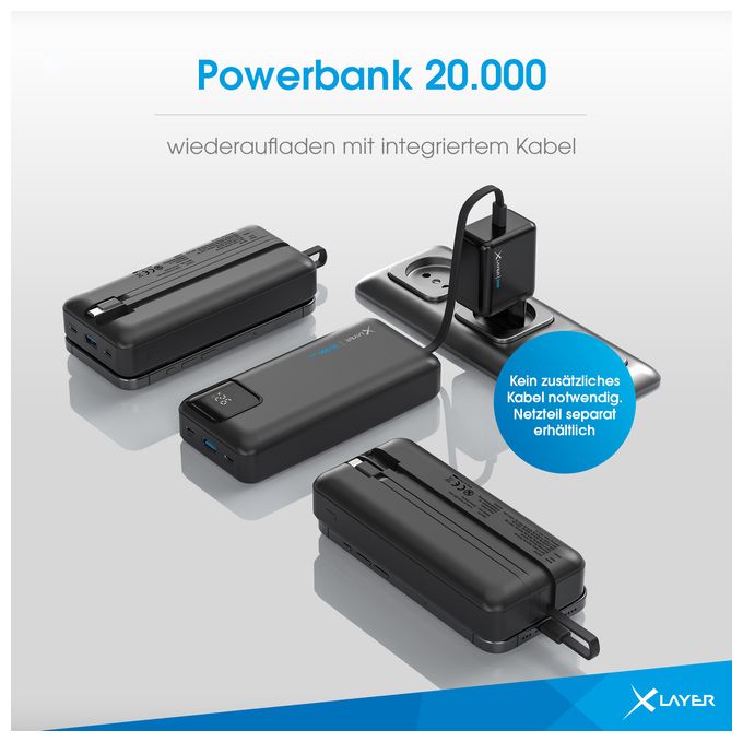 20000 mAh Powerbank Mikro-USB  220140 (Schwarz) 