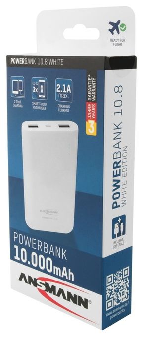 10000 mAh Powerbank Mikro-USB  1700-0067-1 (Weiß) 