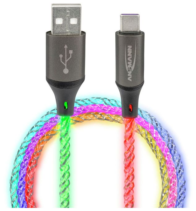 0,48 Gbit/s Stecker Rundkabel USB A auf USB C bis 60 W 1 m  1700-0158 (Mehrfarbig) 