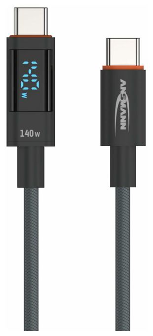 0,48 Gbit/s Stecker Rundkabel USB C auf USB C bis 140 W 1,2 m  1700-0176 (Anthrazit) 