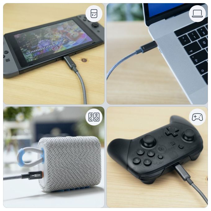 0,48 Gbit/s Stecker Rundkabel USB C auf USB C bis 140 W 0,6 m  1700-0177 (Anthrazit) 