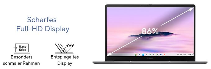 Full HD Notebook 35,6 cm (14 Zoll) 1920 x 1080 Pixel 128 GB eMMC ChromeOS Intel Core 3 max. 3,9 GHz  Chromebook CX1405CTA-MW0355 (Grau) 