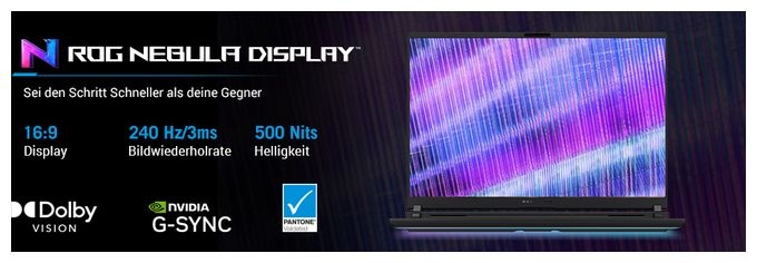 WQXGA Notebook 40,6 cm (16 Zoll) 2560 x 1600 Pixel 1 TB SSD Windows 11 Home Intel Core Ultra 7 max. 5,2 GHz  ROG Strix G615LR-S5177W (Grau) 