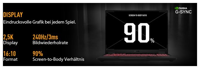 WUXGA Notebook 45,7 cm (18 Zoll) 1920 x 1200 Pixel 16 GB Ram 1 TB SSD Windows 11 Home AMD Ryzen 7 max. 5,1 GHz NVIDIA GeForce RTX 5060  TUF Gaming FA808UM-S8060W (Grau) 