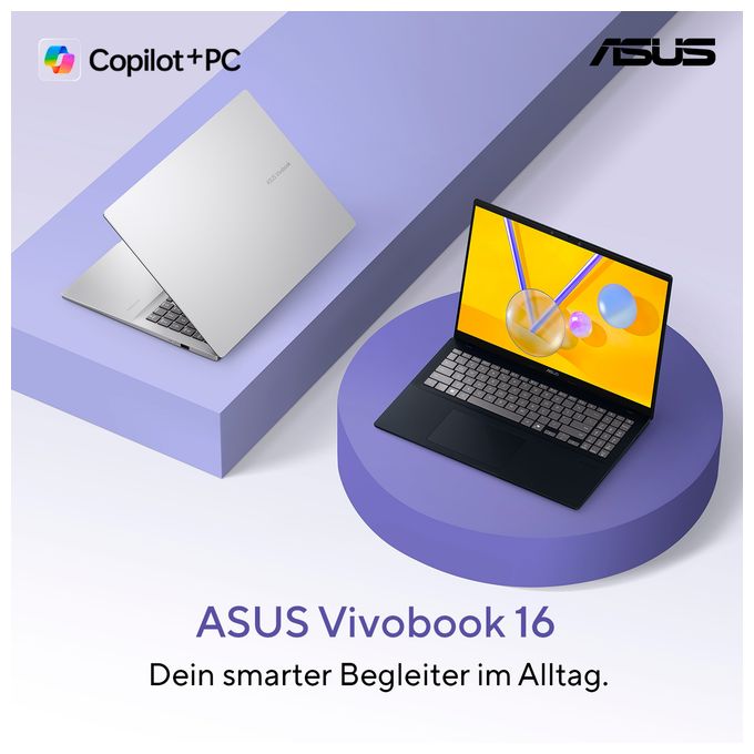 WUXGA Notebook 40,6 cm (16 Zoll) 1920 x 1200 Pixel 1 TB SSD Windows 11 Home Qualcomm Snapdragon max. 3 GHz  Vivobook X1607QA-MB054W Copilot+ PC (Silber) 