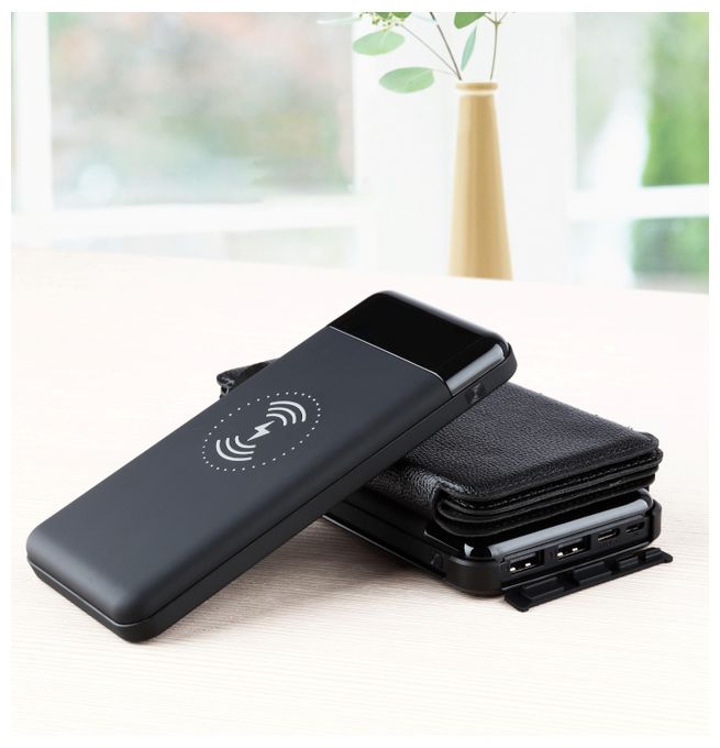 10000 mAh Powerbank Micro-USB + USB Type-C Kabelloses Laden  Solar 10 (Schwarz) 