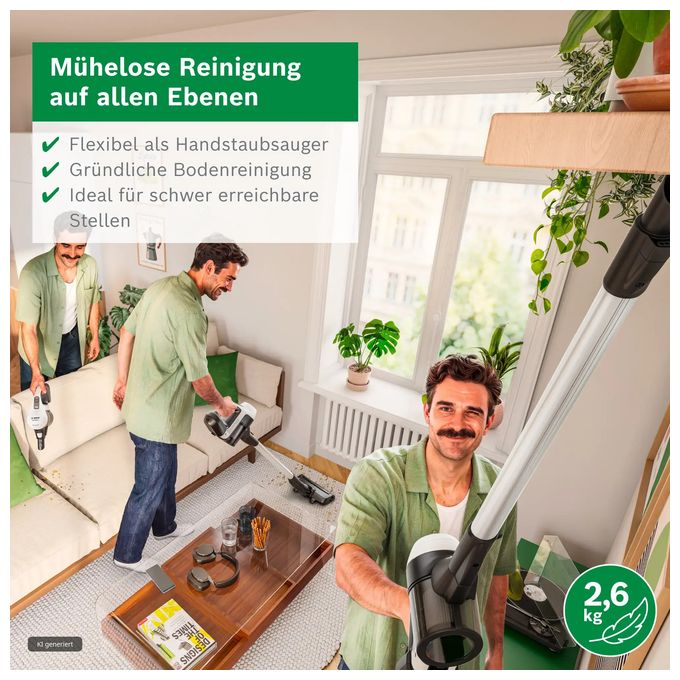 Handstaubsauger Beutellos bis 50 min Laufzeit 25,2 V  Unlimited 5 BBU52WBA (Weiß) 