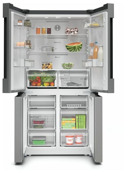 Side-by-Side Kühl-/ Gefrierkombination French Door 405 l / 200 l 333 kWh NoFrost 1830 mm x 905 mm  Serie 4 KFN96VPEA (Edelstahl) 
