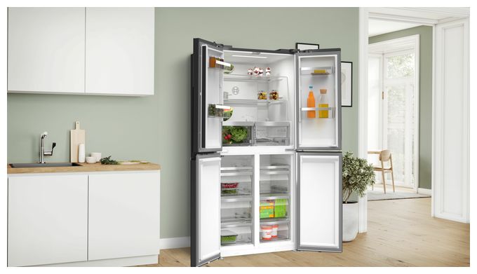 Side-by-Side Kühl-/ Gefrierkombination 324 l / 223 l 322 kWh NoFrost 1895 mm x 855 mm  Serie 4 KMC85LBEA (Schwarz) 